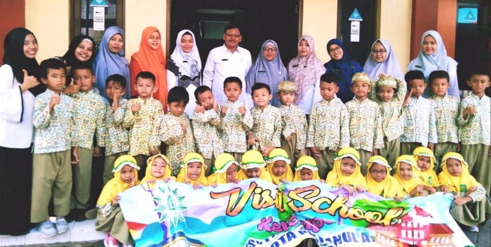 Visit School MIM Kota Probolinggo berlangsung meriah. Kunjungan 59 siswa TK ABA 3 Probolinggo disambut para ustadzah lembaga tersebut, Rabu (5/2/20).