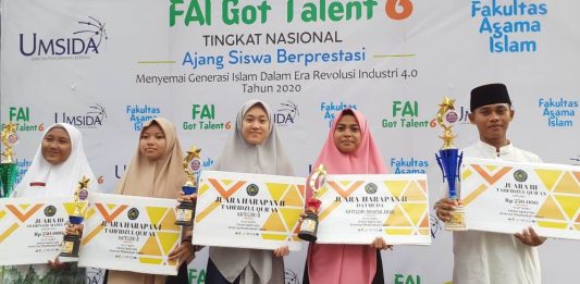 Ponpes Al Mizan borong juara FAI Got Talent 6 2020, perlombaan yang digagas Fakultas Agama Islam Universitas Muhammadiyah Sidoarjo, Sabtu (08/02/20).