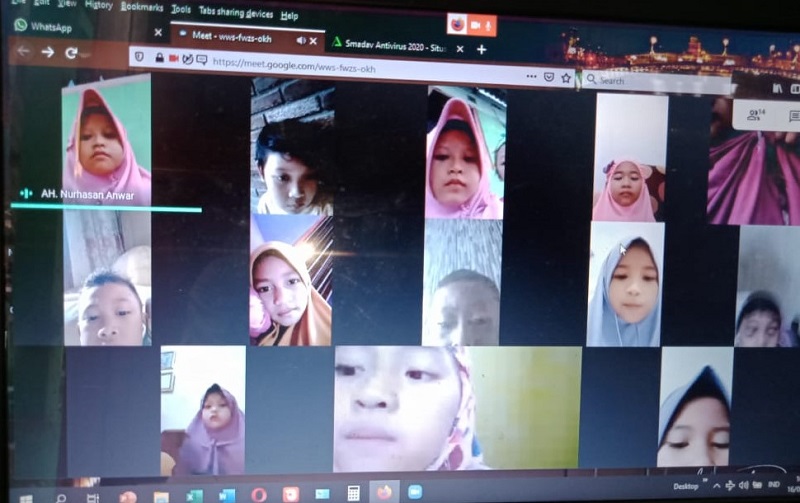 Sapa Salam program SD Alam Muhammadiyah (SD Almadany) Kedanyang Gresik sebagai sarana temu kangen secara online saat masa belajar di rumah, Kamis (18/6/20).