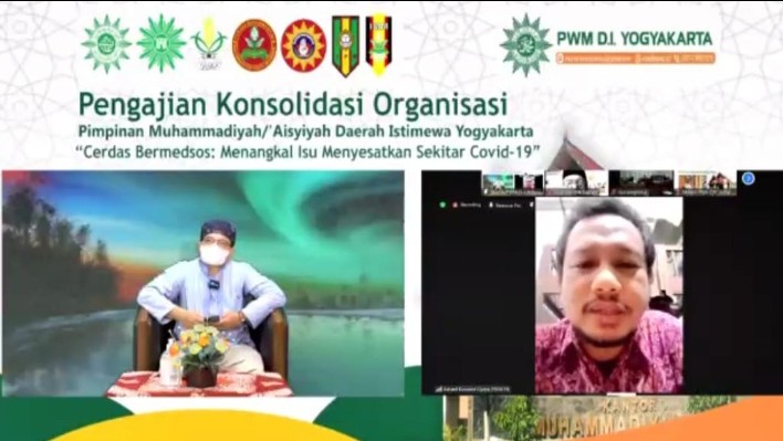 Pimpinan Muhammadiyah dan Aisyiyah DI Yogyakarta ngaji Covid-19. Pengajian konsolidasi organisasi ini digelar secara virtual pada Jumat (6/8/2021).