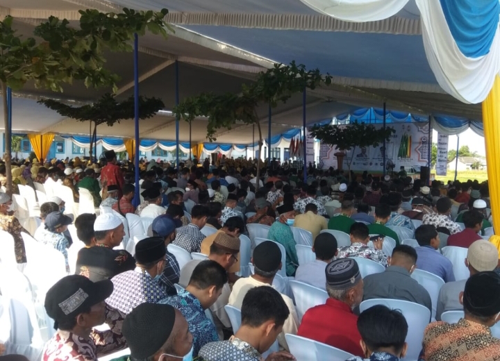 Antusias warga Persyarikatan mengikuti acara Halal bihalal PDM Tuban. Visi Misi Mas Bupati Sejalan dengan Muhammadiyah (PWMU.CO/Qomari)