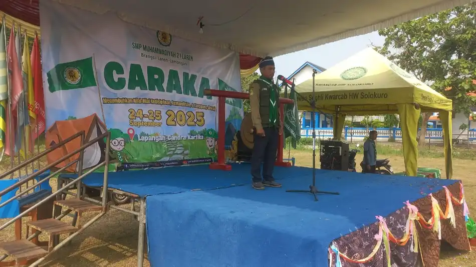 CARAKA SMP Muhammadiyah 21 Laren, Kwarcab HW Tekankan Ideologi dan Disiplin Kader