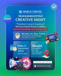 Majelis Tabligh PDM Sidoarjo akan mengadakan Muhammadiyah Creative Night