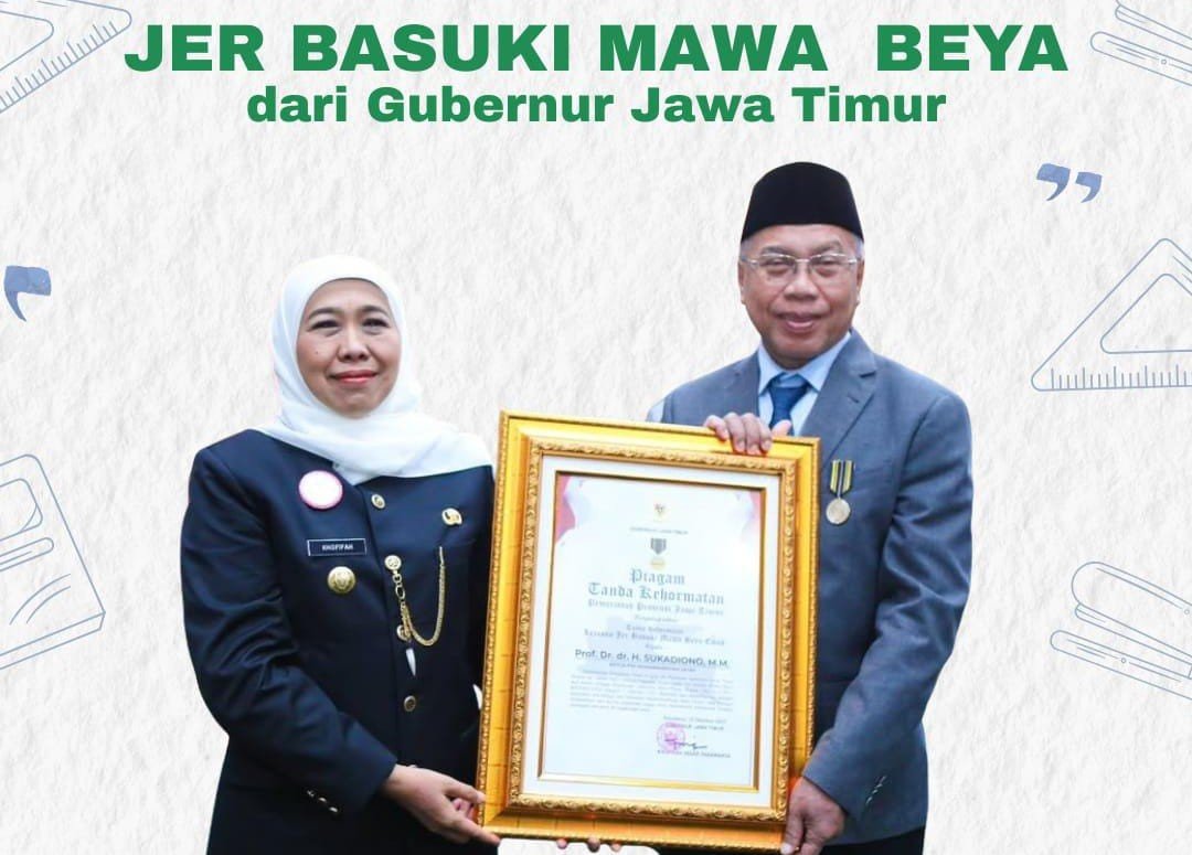 Ketua Kwarwil HW Jatim Ucapkan Selamat atas Penghargaan Jer Basuki Mawa Beya untuk Prof. Sukadiono