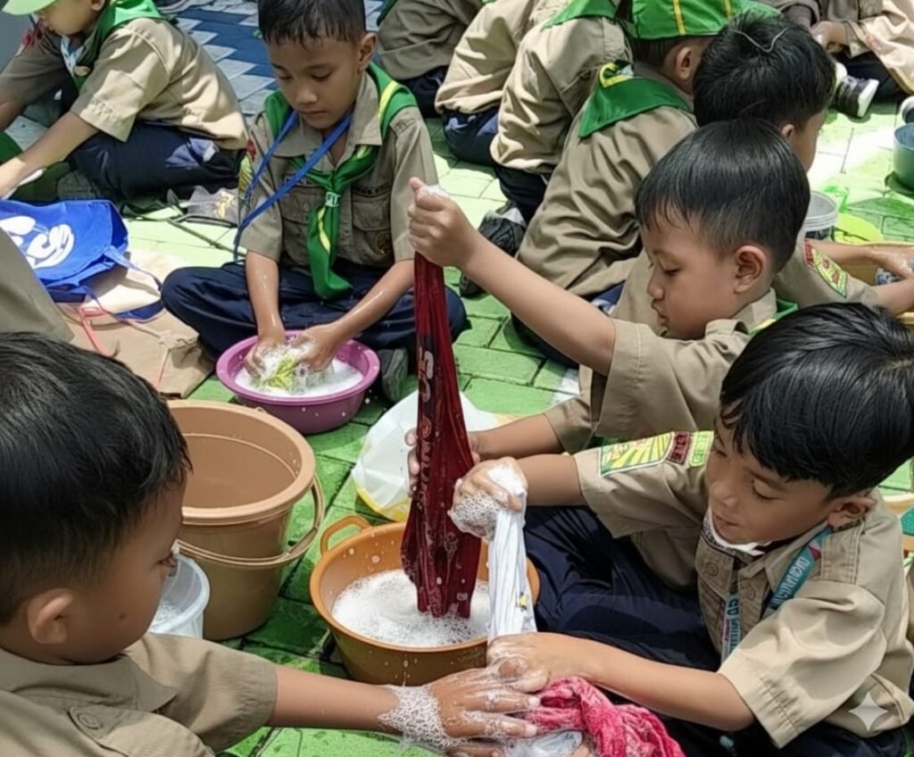 Cuci–Cuci Bonus Bermain Busa, SD Muhammadiyah 1 Driyorejo Ajarkan Life Skill kepada Siswa