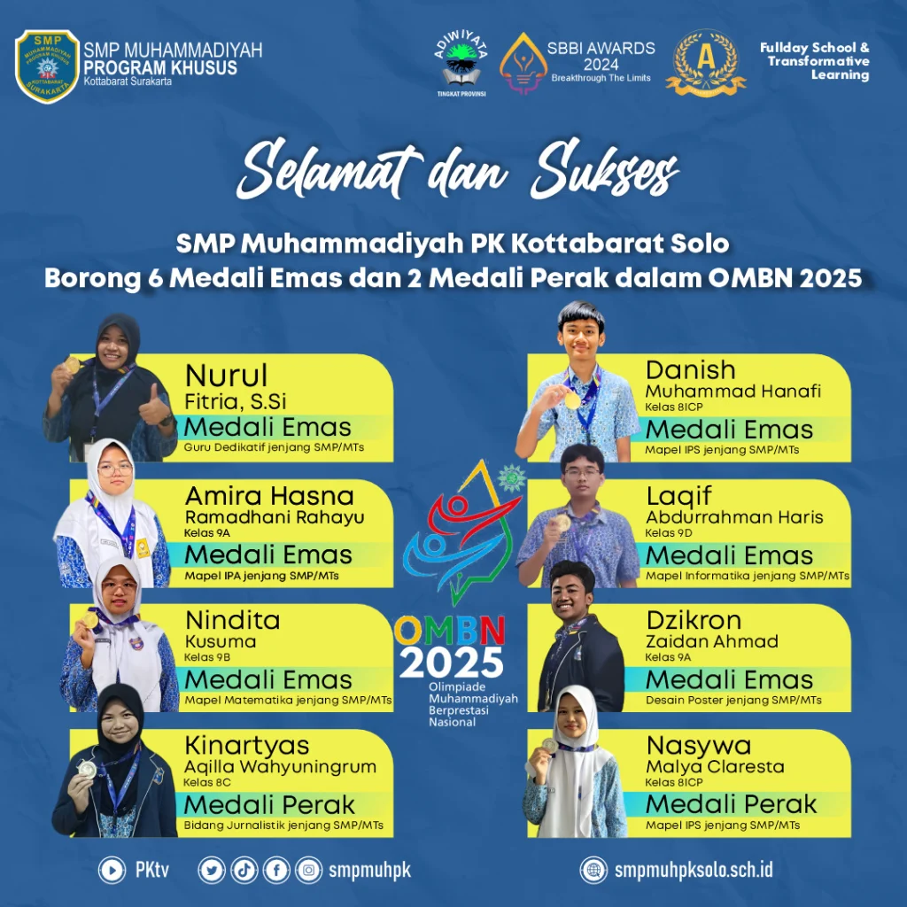 SMP Muhammadiyah PK Borong 8 Medali dalam OMBN 2025