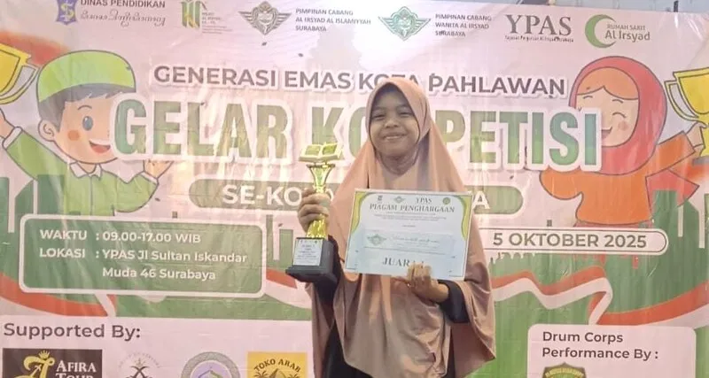 Taklukkan Lelah, Siswi SMP Muhammadiyah 7 Surabaya Raih Juara 1 Lomba Tahfidz