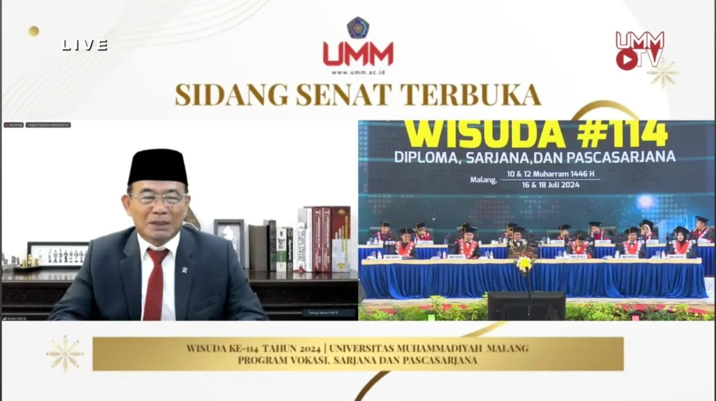 Menko PMK Untuk Wisudawan Wisudawati UMM: Kerja Keras Siapkan Masa Depan Cemerlang