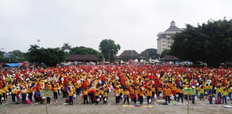 5000 Anak TK ABA Se-Ponoorogo Lakukan Senam Masal untuk 4 Perayaan Sekaligus