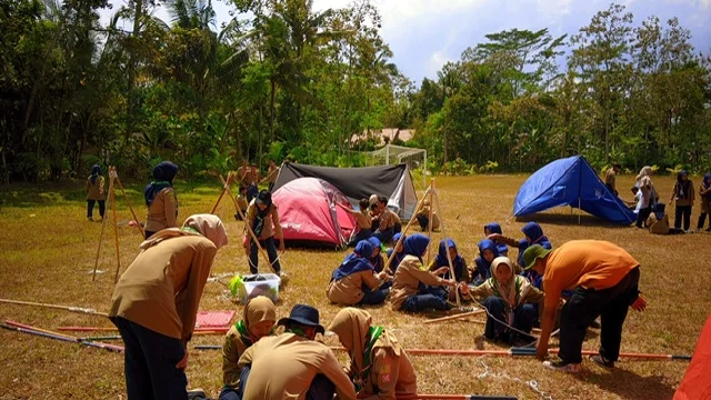 SMPM 1 Blitar Gelar Perkemahan Penerimaan Tamu Pengenal Gerakan Kepanduan Hizbul Wathan