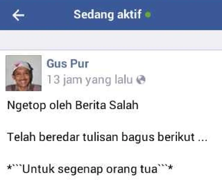 Klarifikasi Penulis Buku Ayat-Ayat Semesta tentang Tulisan “Untuk Segenap Orang Tua”