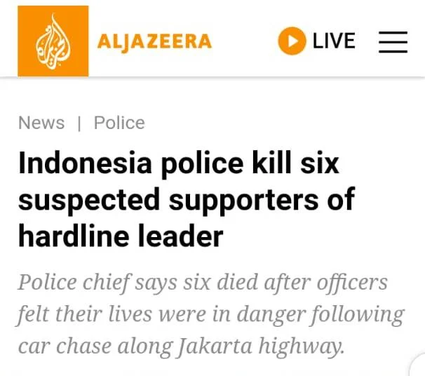 Media Asing Beritakan Penembakan 6 Anggota FPI