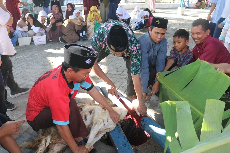 Siswa Berlian School Simulasi Penyembelihan Hewan Kurban