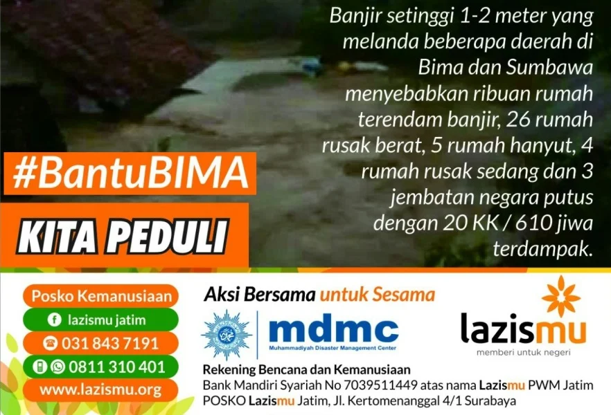 Salurkan Rp 714 Juta untuk Aceh dan Rohingnya, Lazismu Jatim Kini Fokus ke Banjir Bima: Rekening BSM 7039511449