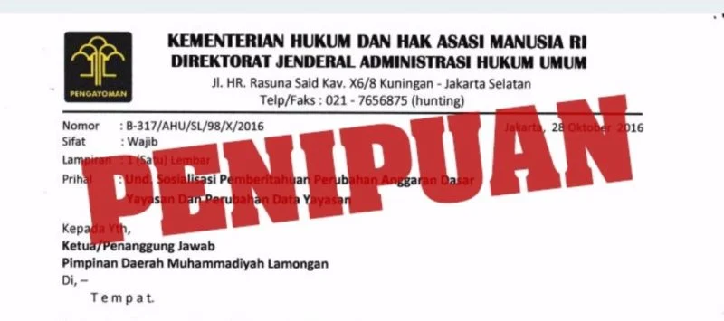 Waspada! Undangan Penipuan yang Atasnamakan Kemenkum HAM
