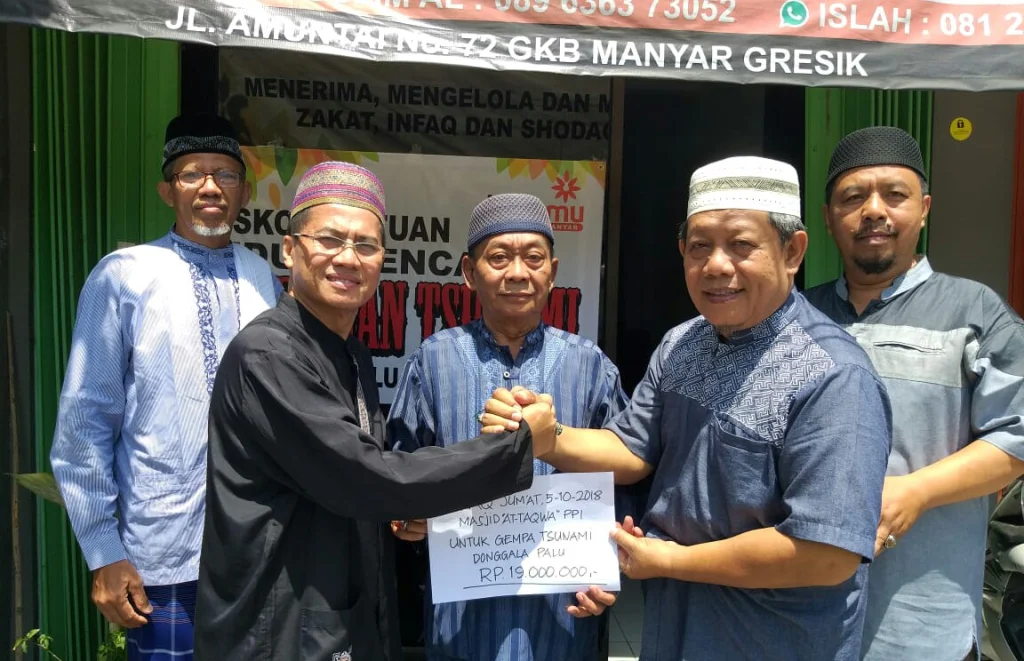 Infak Jumat Rp 19 Juta Diserahkan Masjid At Taqwa PRM PPI Gresik untuk Korban Gempa dan Tsunami Sulteng