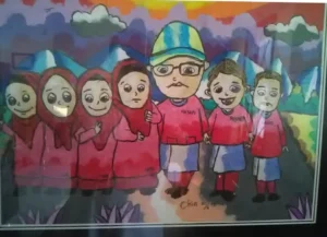 Hari Guru, Siswa Beri Hadiah Karikatur dan Kue Berfoto