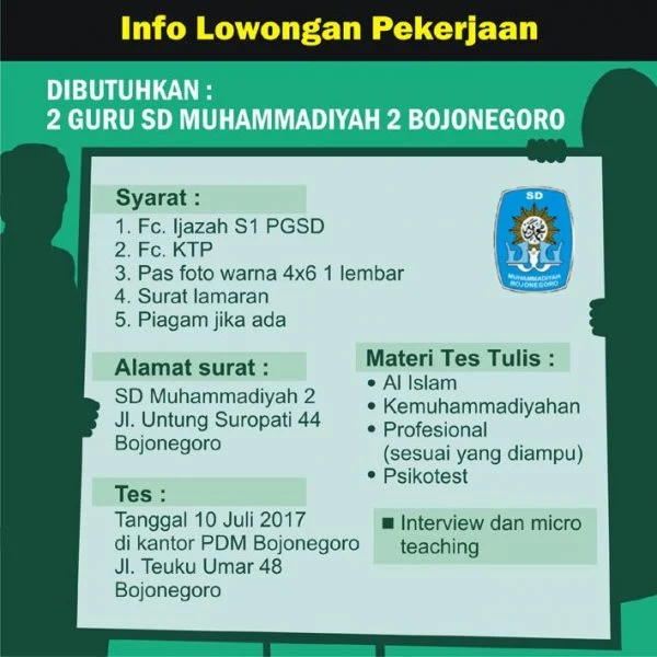 SD Muhammadiyah 2 Bojonegoro Buka Lowongan 2 Guru