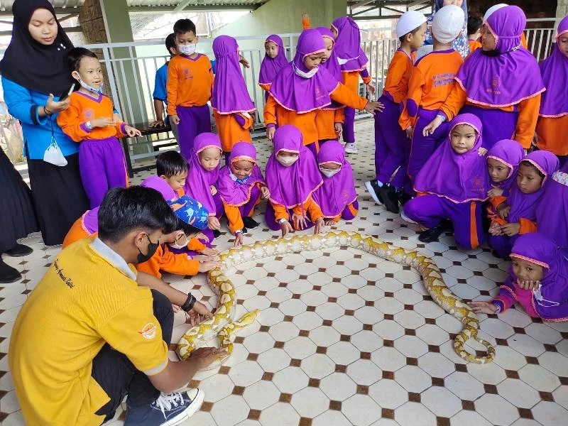 Pegang Ular, Pelajaran Keberanian Siswa Kelas 1 MIM Pare