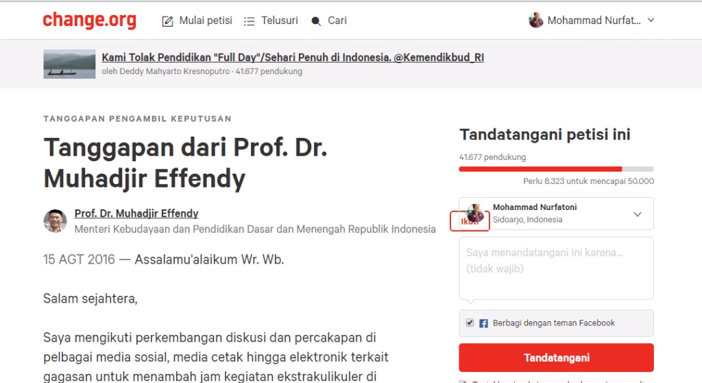 Inilah Tanggapan Mendikbud Muhadjir Effendy pada Petisi Tolak Pendidikan “Full Day” di Indonesia