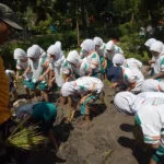 Siswa SD Mugeb Belajar Menanam Padi di Dusun Legok