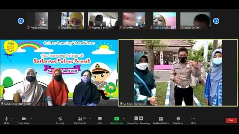 Outdoor Learning Sekolah Kreatif Menganti meski Virtual Tetap Seru
