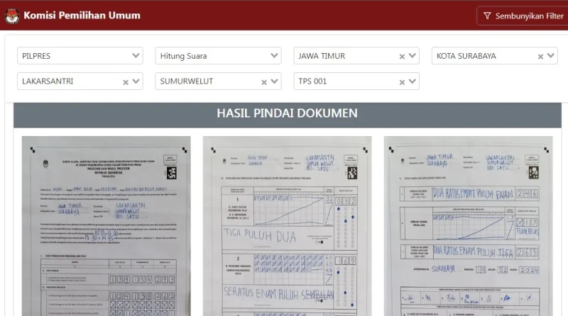 Hasil Hitung Suara Pemilu di Website KPU Dihapus, Hanya Ada C1 Tiap TPS