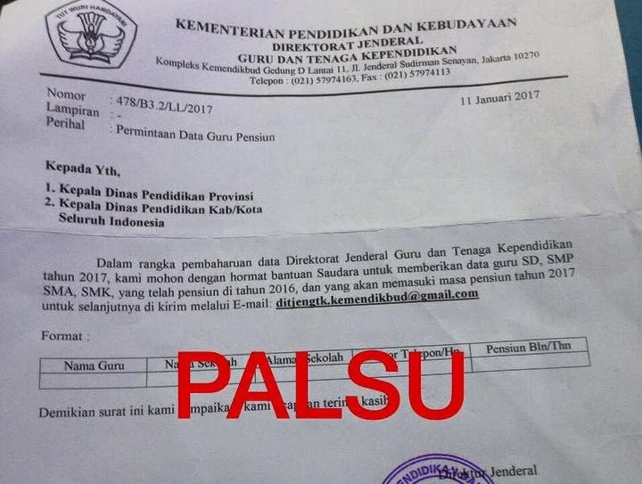 Surat-Surat Palsu Atasnamakan Mendikbud di Tahun 2017 (3)