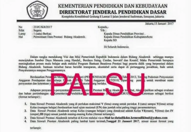 Surat-Surat Palsu Atasnamakan Mendikbud di Tahun 2017 (2)