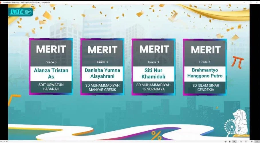 Siswa SDMM Meraih Merit Award Kompetisi Matematika Internasional IMCS 2022