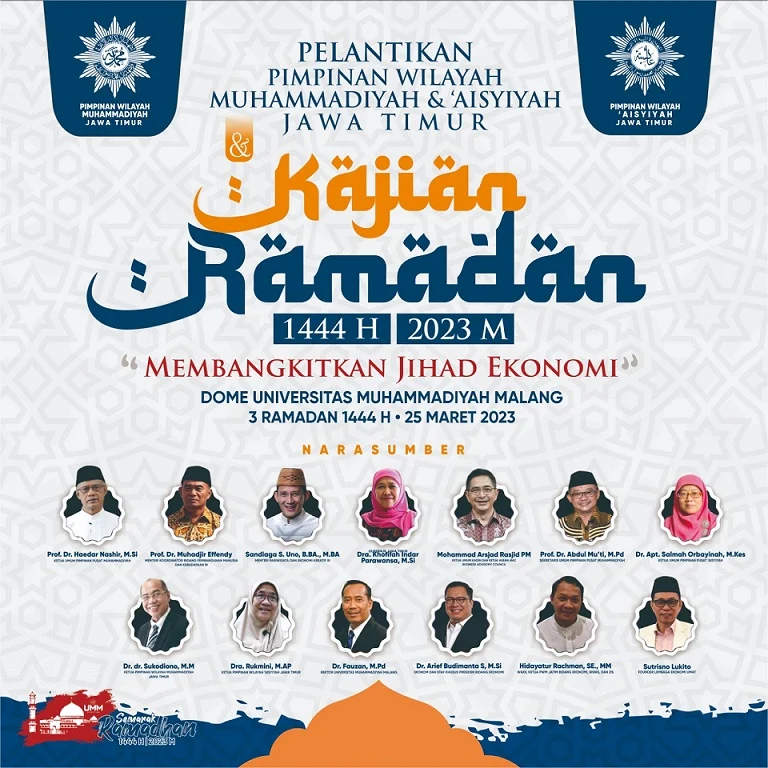 Pelantikan PWM dan PWA Jatim bareng Kajian Ramadhan 1444, Berikut Penjelasannya