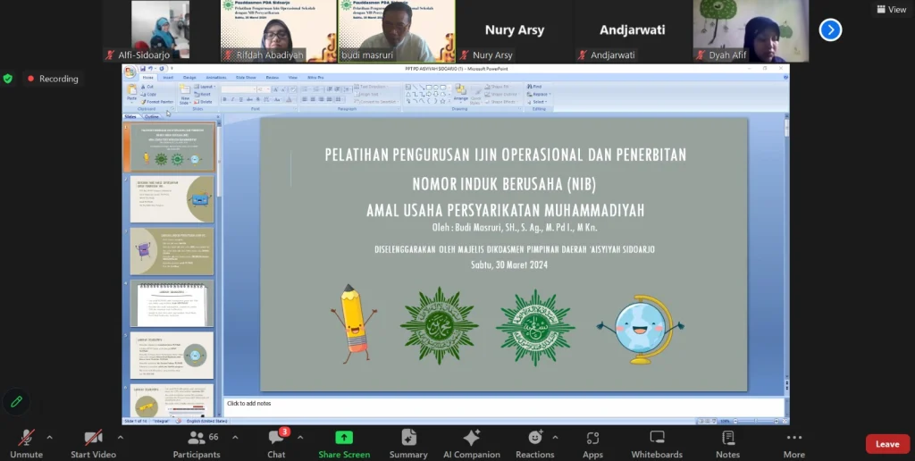 Majelis PAUD Dasmen PDA Sidoarjo Adakan Pelatihan Pengurusan Izin Operasional dan NIB