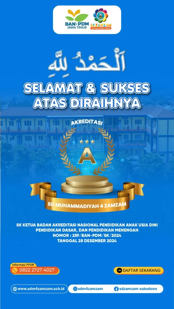 SD Muhammadiyah 4 Zamzam Raih Akreditasi A