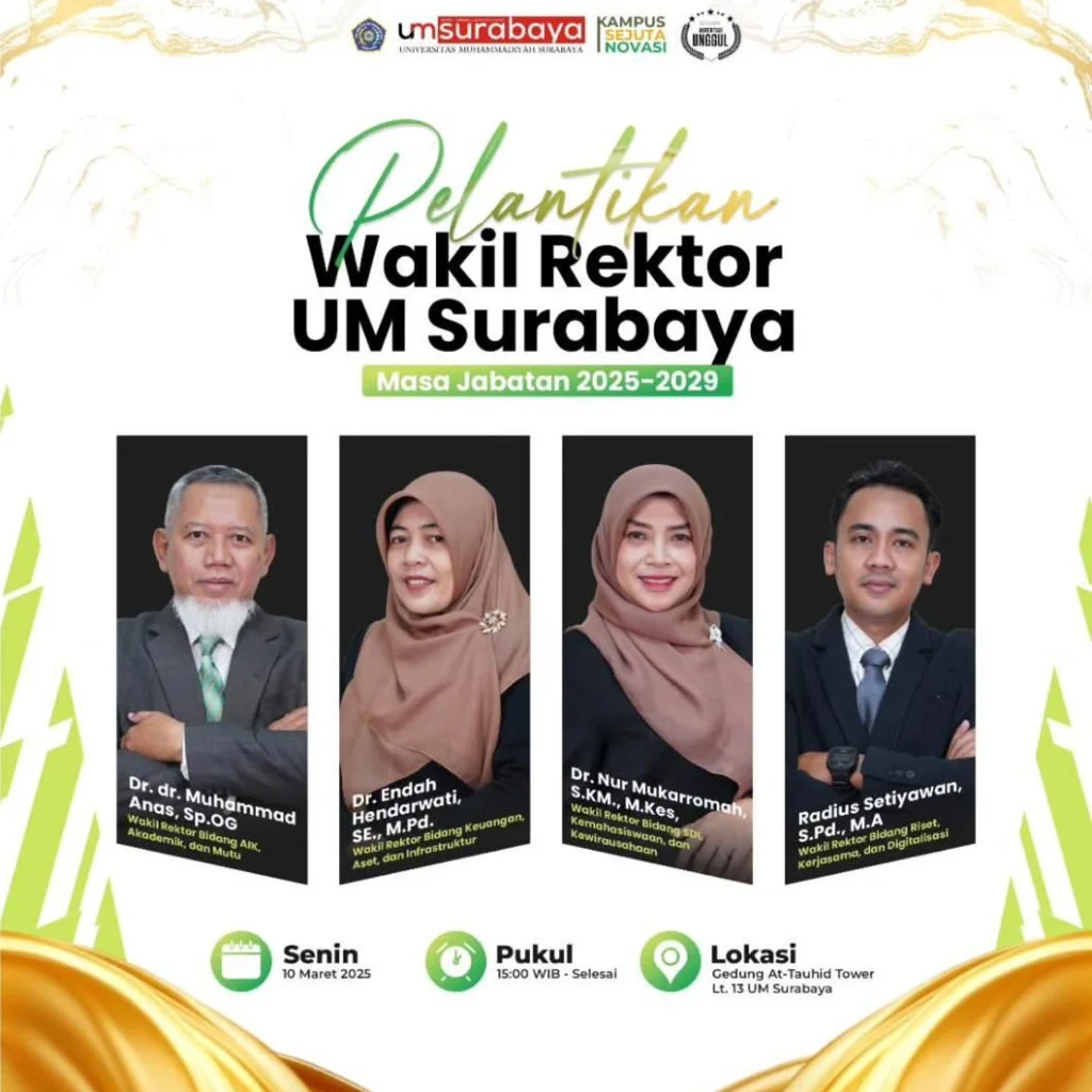 UM Surabaya Akan Lantik Empat Wakil Rektor Baru, Siap Wujudkan Kampus Berdaya Saing Global