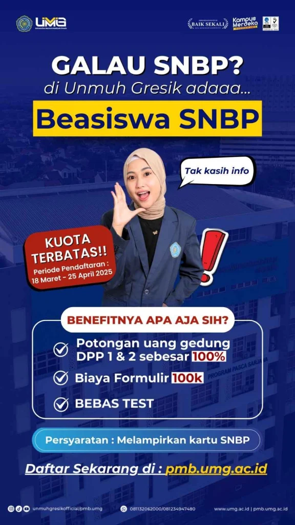 Beasiswa SNBP UMG, Tawarkan Potongan Biaya Pendidikan Puluhan Juta