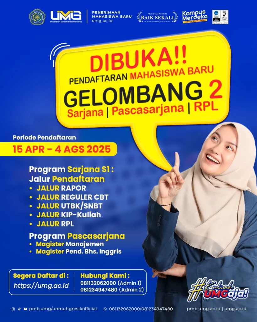 Gelombang 2 Pendaftaran MABA UMG Resmi dibuka, Tawarkan Beasiswa Total 2 Miliar Rupiah