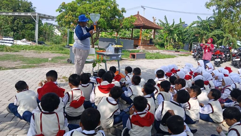 Keseruan Menanam Terong di SD Almadany dengan Menggunakan Sistem Semi Hidroponik
