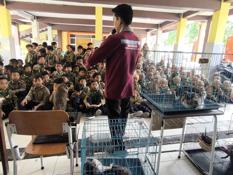 Siswa SD Muhsida Penuh Semangat dalam Edukasi Satwa Masuk Sekolah