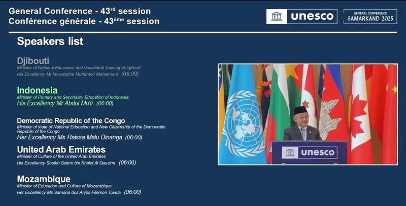 Indonesia Tegaskan Peran Global dalam Pendidikan, Perdamaian, dan Kemanusiaan di Sidang Umum UNESCO