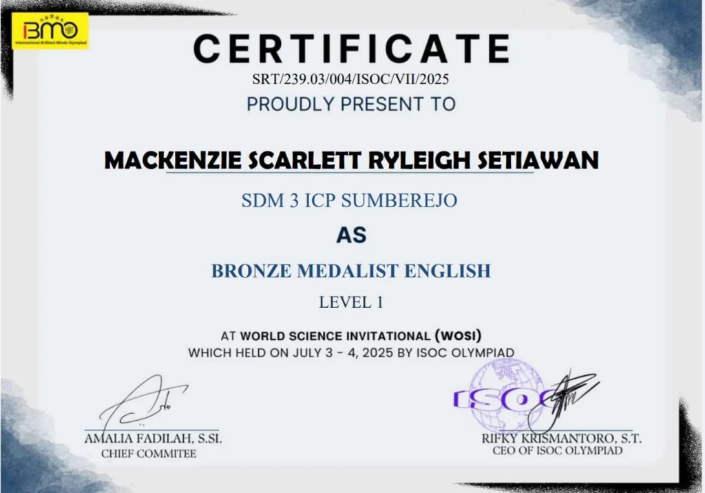 Membanggakan! Siswi SD Muhammadiyah 3 ICP Sumberrejo Raih Medali di Ajang World Science Invitational 2025
