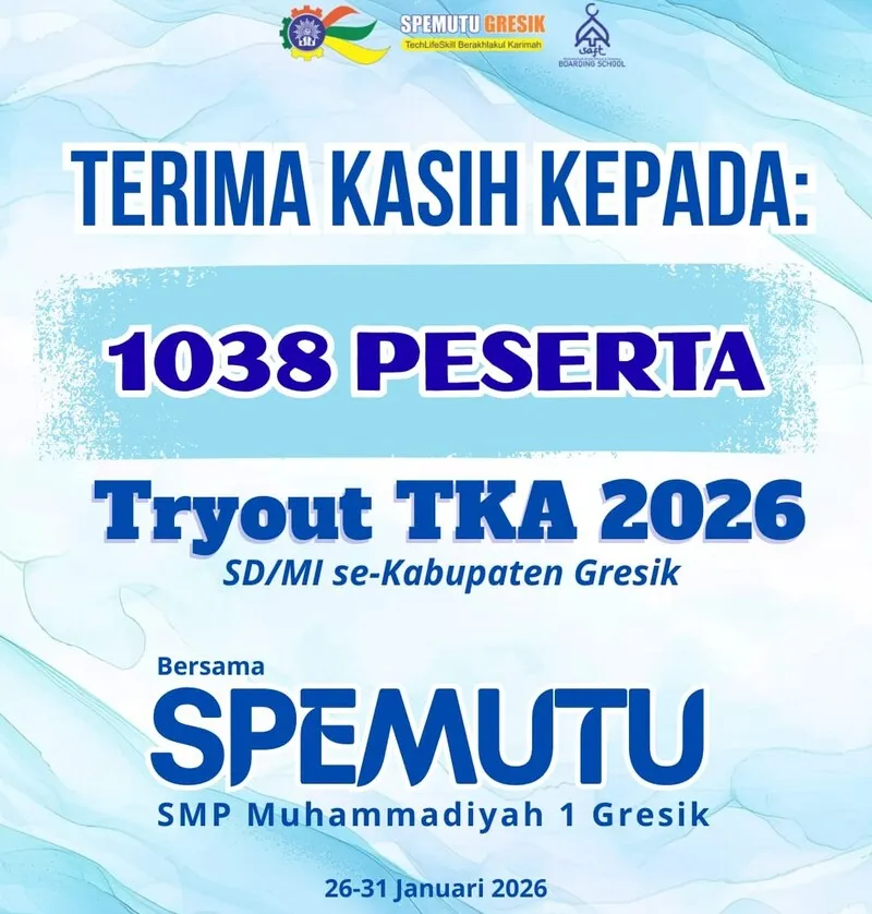 1.038 Siswa SD/MI se-Kabupaten Gresik Ikuti Tryout TKA 2026 di Spemutu
