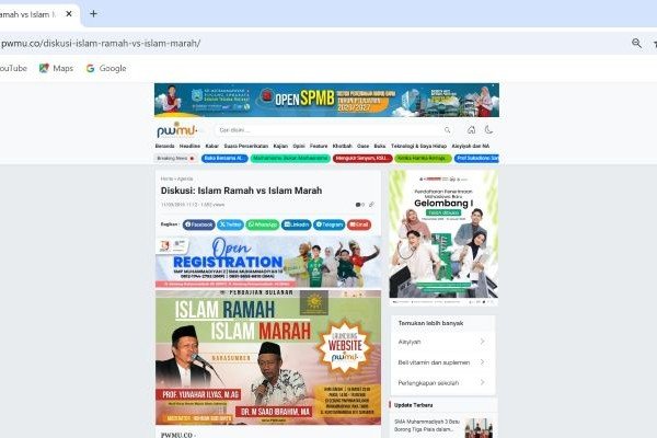 Pengumuman kajian Bulanan PWM Jatim yang sekaligus launching PWMU.CO (foto: screenshot/PWMU.CO)