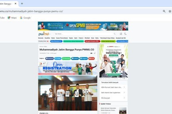 Muh Kholid AS (P) Najib Hamid MSi (W), DR M. Saad Ibrahim (M), Prof Yunahar Ilyas (U), Prof Thohir Luth (CO) dalam launching PWMU.CO dalam berita 18 Maret 2016 (foto: sceenshot/PWMU.CO)