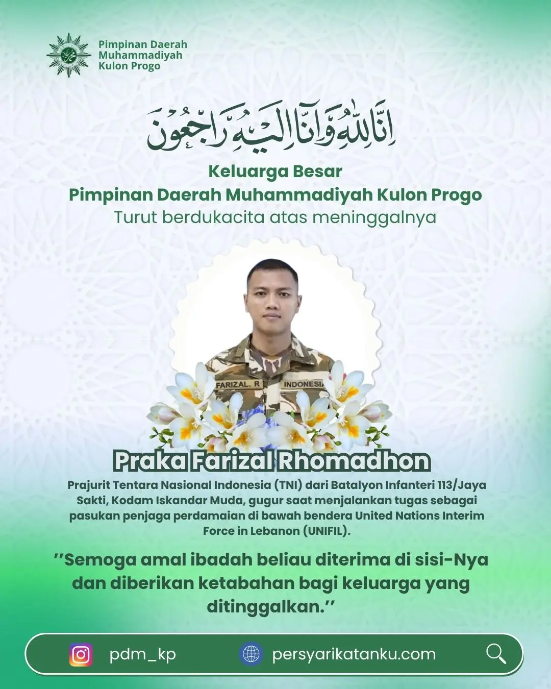 Gugur dalam Tugas, Abadi dalam Kemuliaan: Doa untuk Kader Muhammadiyah di Lebanon