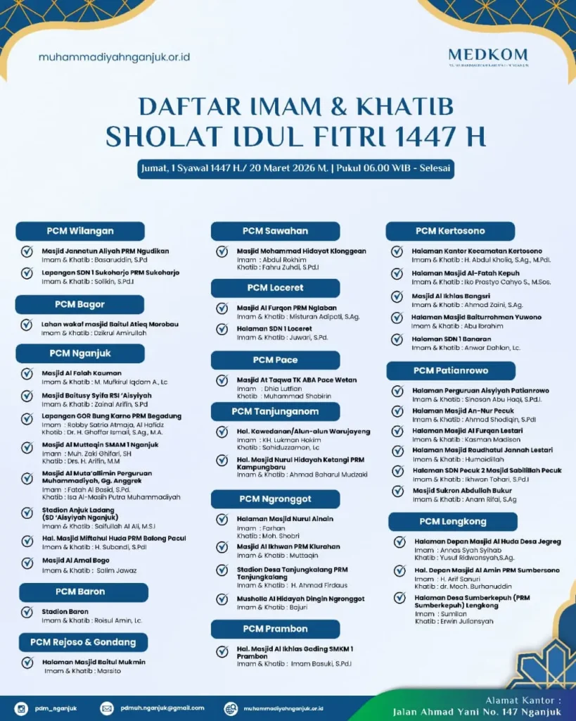 Jumat Legi Jadi Hari Kemenangan: PDM Nganjuk Siapkan Titik Sholat Idul Fitri