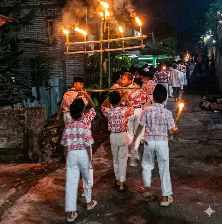 Saat PR IPM Sendangagung Gelar Takbir Keliling, Ada Emak-Emak di Tengah Barisan