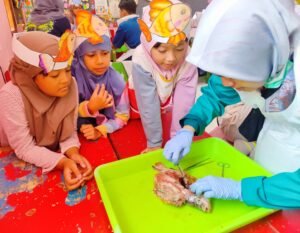 Undang Guru Tamu Dokter Hewan RSHP Unair, Siswa Sekolah Kreatif Baratajaya Belajar Praktik Bedah Ikan