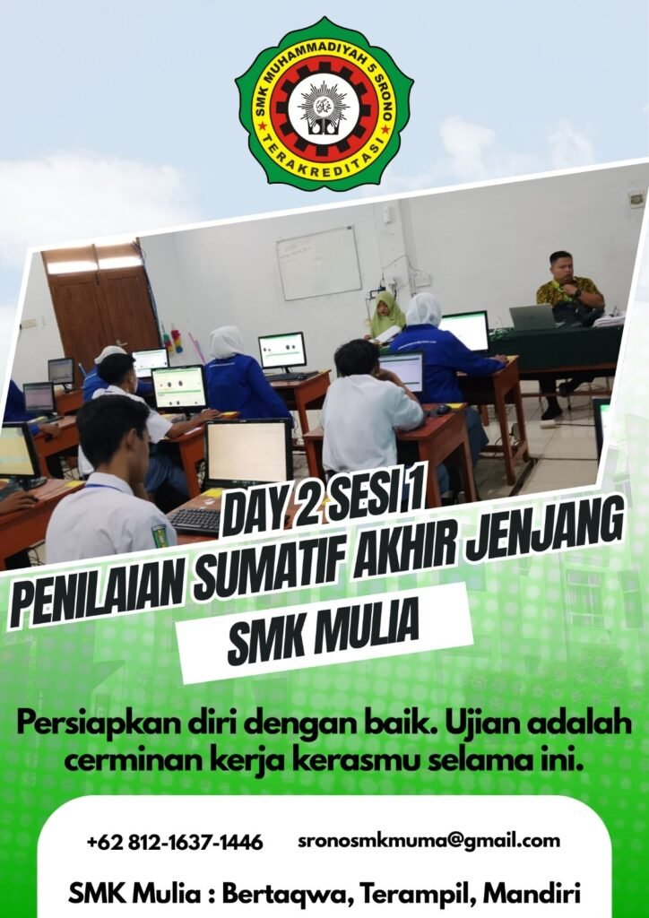 Cetak Lulusan Siap Kerja, PSAJ Kelas XII SMK Muhammadiyah 5 Srono Digelar Tertib dan Profesional