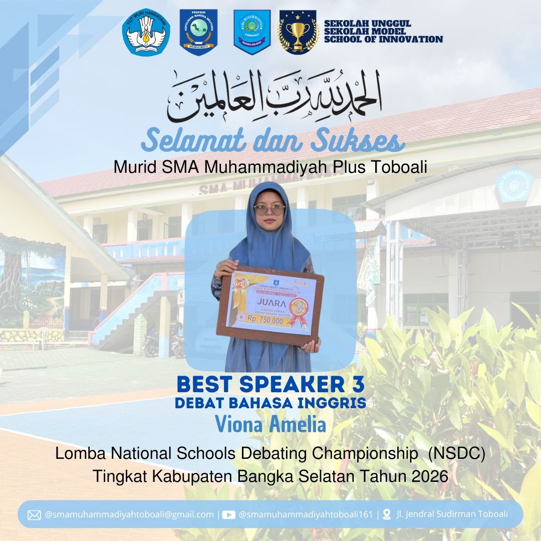 Murid SMA Muhammadiyah Toboali Sabet Best Speaker 3 Debat Bahasa Inggris Bangka Selatan 2026