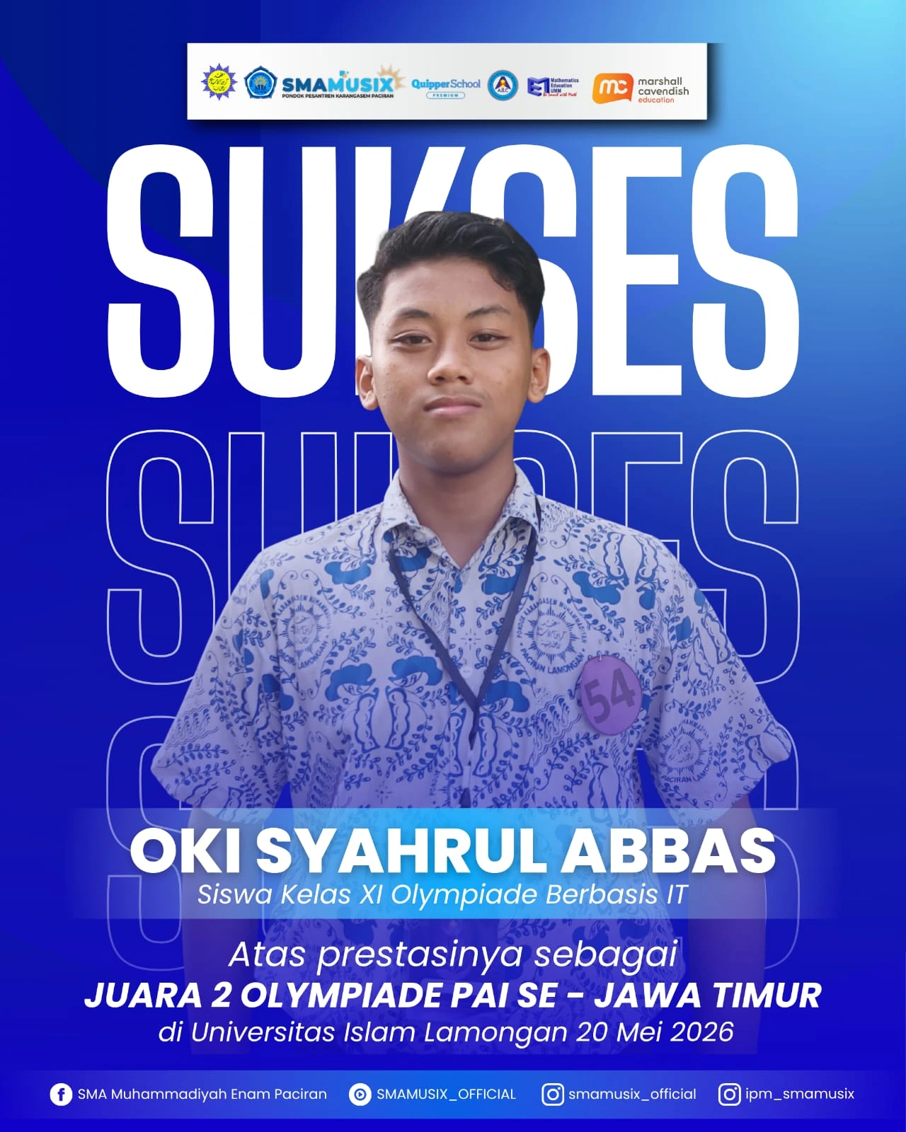 Siswa SMA Muhammadiyah 6 Lamongan Raih Juara II Olimpiade PAI Jawa Timur (2)